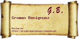 Gromen Benignusz névjegykártya